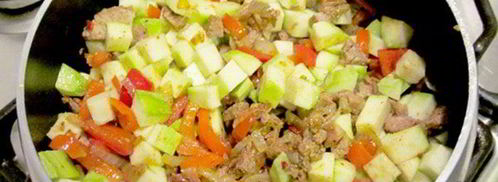 брускетта с мясом и овощами. Шаг 4