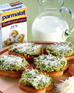 Брускетта со сливочным пюре из горошка с мятой