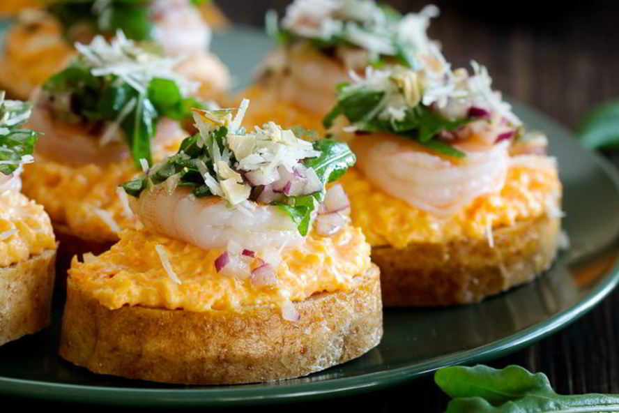 Рецепт брускетт с тыквой и креветками