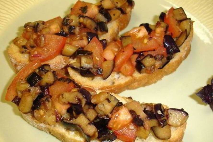 Рецепт хрустящей брускетты с баклажанами