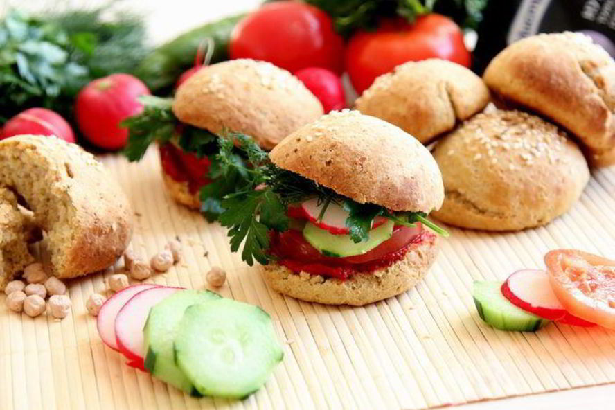 Рецепт гамбургеров овощных из нутовых булочек