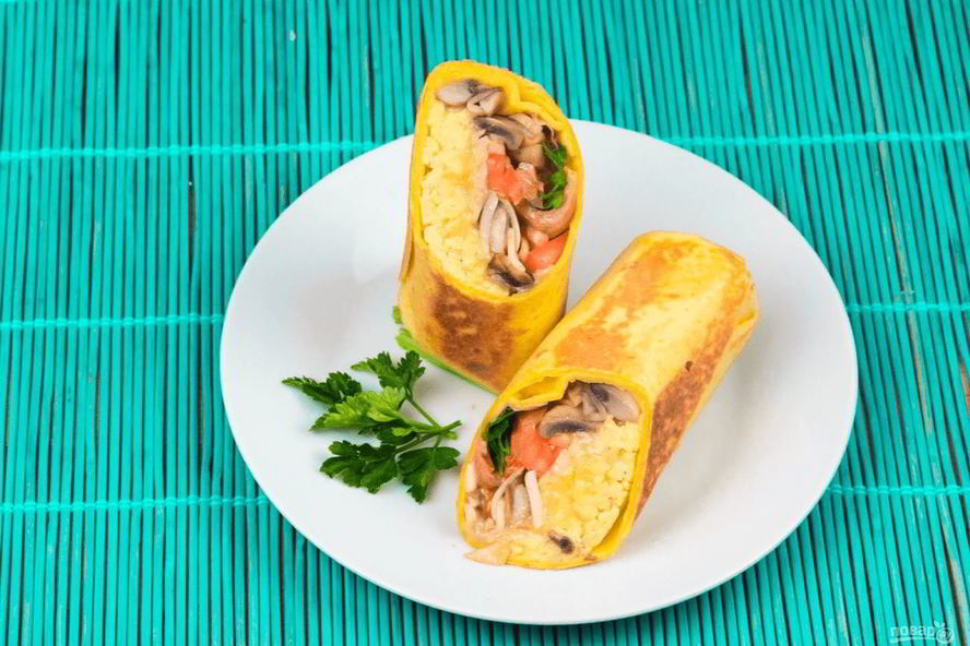Рецепт буррито с грибами на завтрак