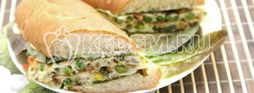 бутерброд с овощами и омлетом. Шаг 11