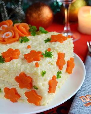 Закусочный бутербродный торт с рыбой