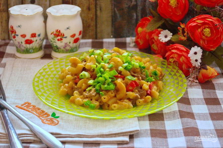 Рецепт макарон чизбургер