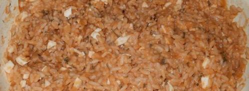 фаршированные кальмары с рисом и яйцом. Шаг 4