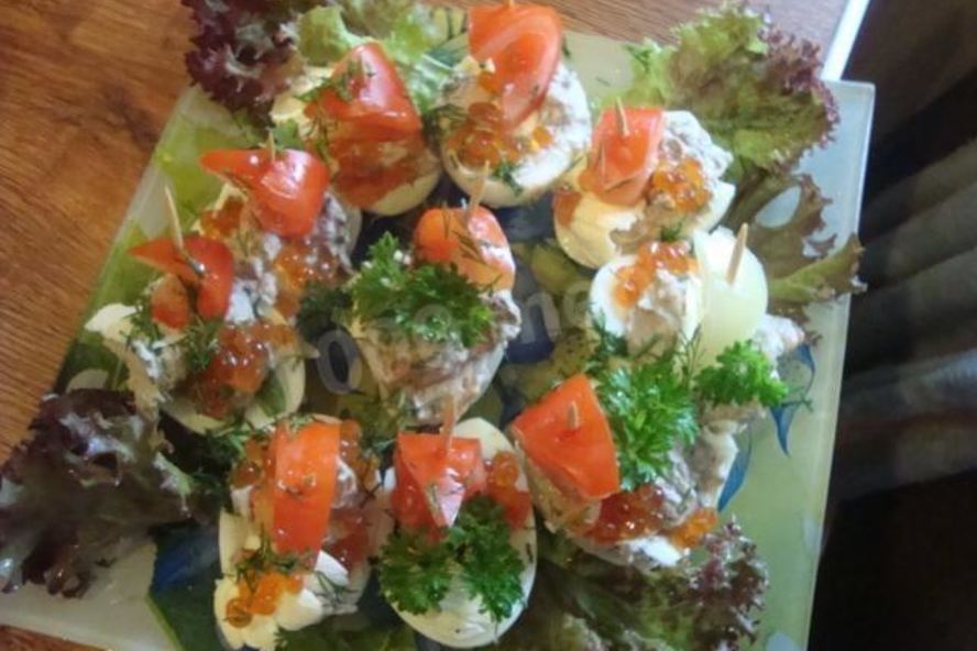 Рецепт канапе яйца фаршированные ореховой начинкой