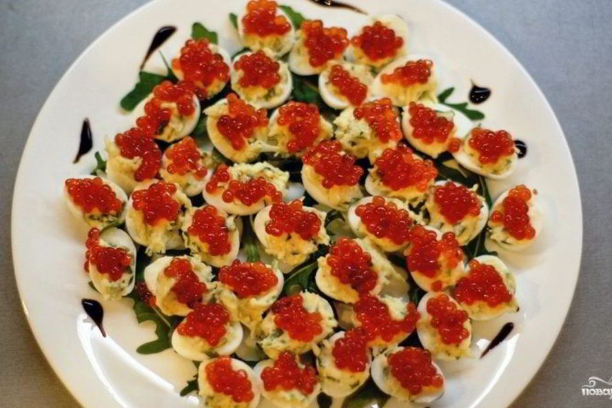 Рецепт перепелиных яиц, фаршированных икрой