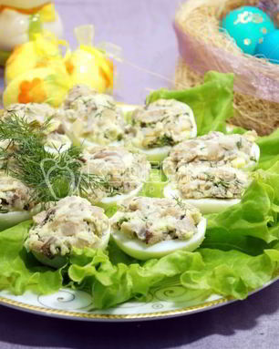 Яйца фаршированные грибами
