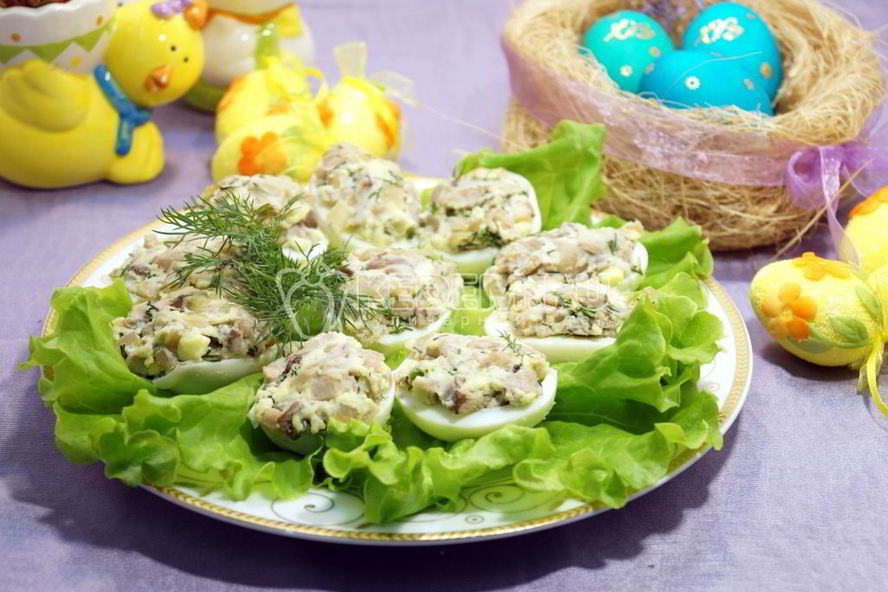 Рецепт яиц фаршированных грибами