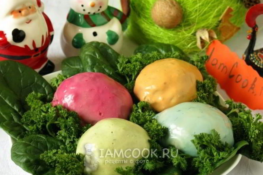 Рецепт яиц фаршированных в цветном желе