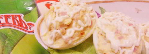 яйца, фаршированные ветчиной и хреном. Шаг 8