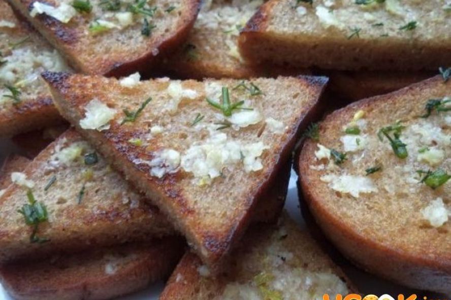 Рецепт гренков с чесноком на сковороде