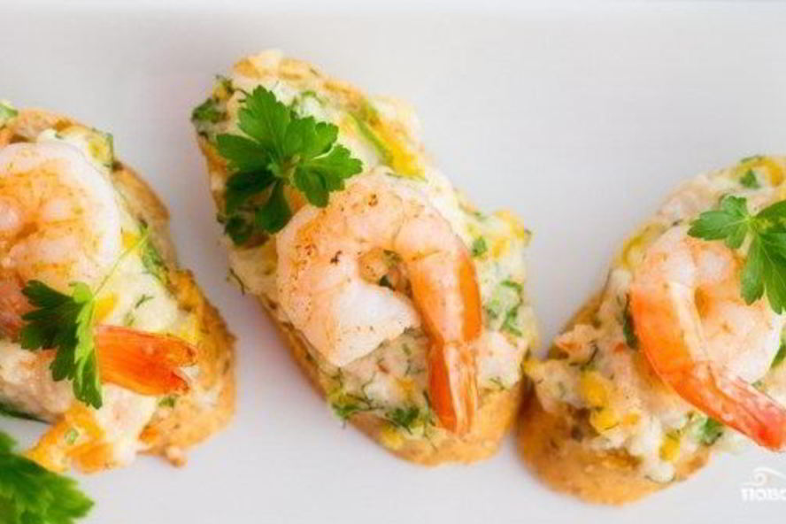 Рецепт гренков с креветками