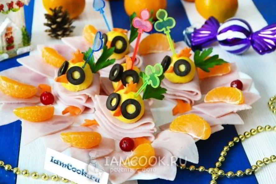 Рецепт канапе новогоднего цыплята