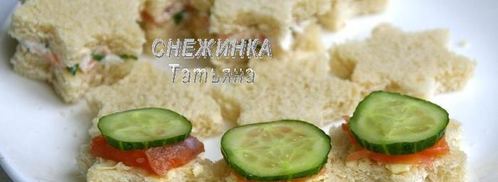 канапе с красной рыбой снежинки. Шаг 6