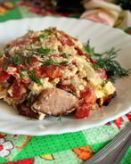 Омлет с овощами и ветчиной