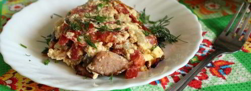 омлет с овощами и ветчиной. Шаг 6