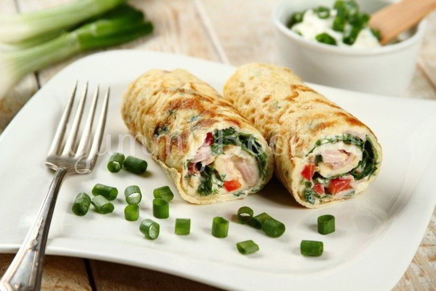 Рецепт омлета с ветчиной и зеленью