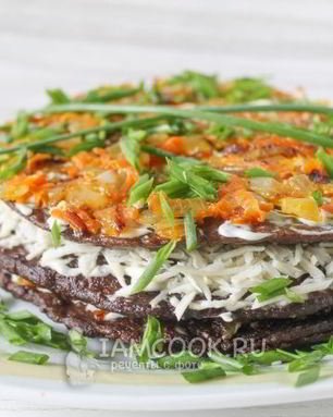 Печеночный торт из свиной печени