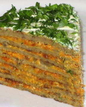 Печеночный торт с блинами