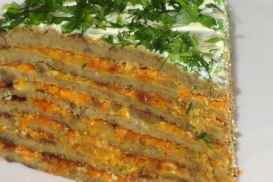 Рецепт печеночного торта с блинами