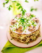 Печеночный торт с шампиньонами