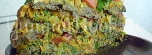 печеночный торт с зеленью и помидорами. Шаг 26