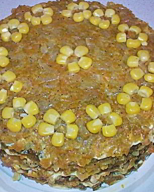 Торт из печени с рисом