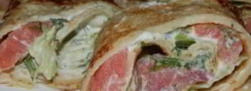 блинные роллы с семгой. Шаг 11