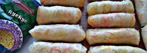 спринг-роллы с кускусом и овощами. Шаг 8