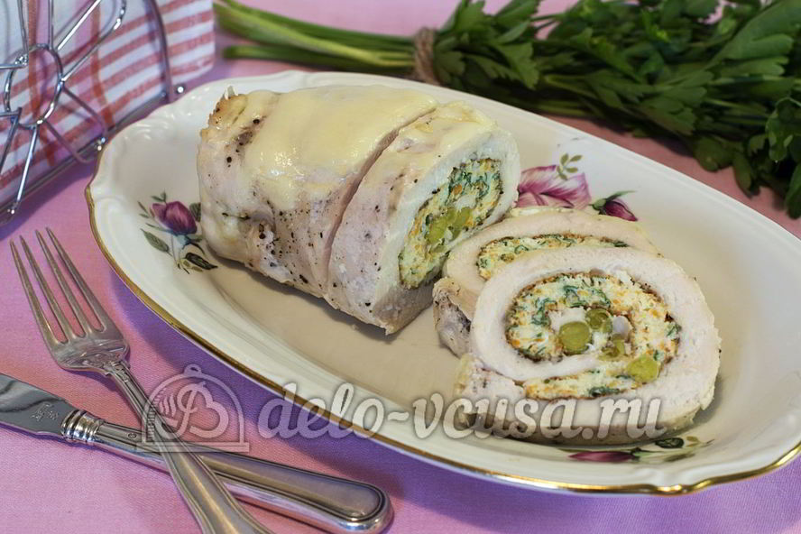 Рецепт куриного рулета с омлетом