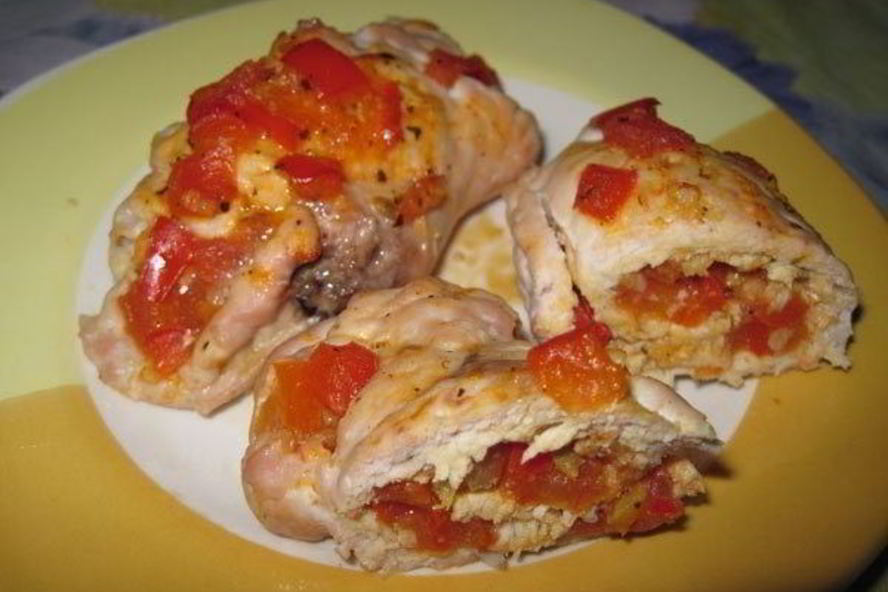 Рецепт куриных рулеток с овощами