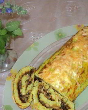 Рулет из кабачков с грибами и сыром