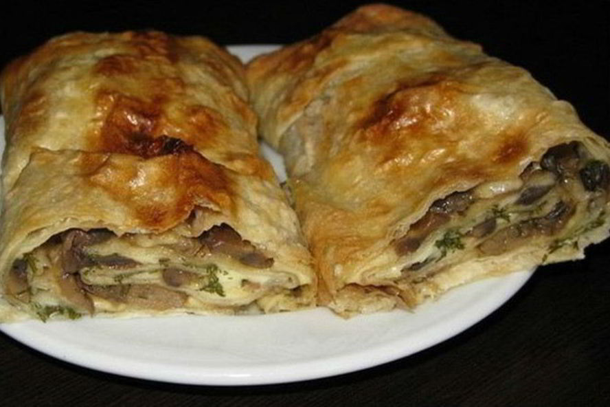 Рецепт рулета из лаваша с грибами