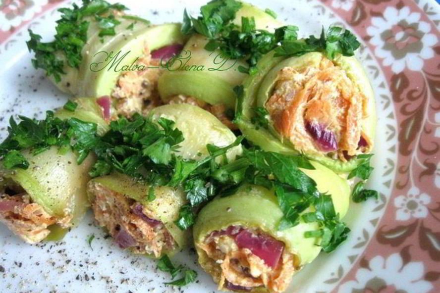 Рецепт рулетиков из кабачков с морковью и сливочным сыром