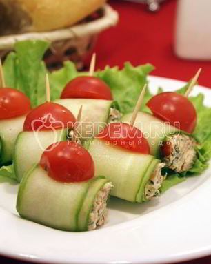 Рулетики из огурцов с начинкой