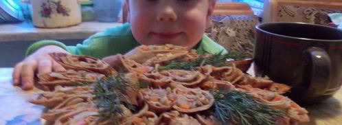 рулетики из печеночных блинчиков с грибами. Шаг 8