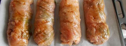 рулеты из индейки с персиками и мятным песто. Шаг 13