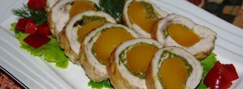 рулеты из индейки с персиками и мятным песто. Шаг 20