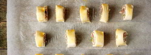 слоеные рулетики с мясным фаршем. Шаг 6