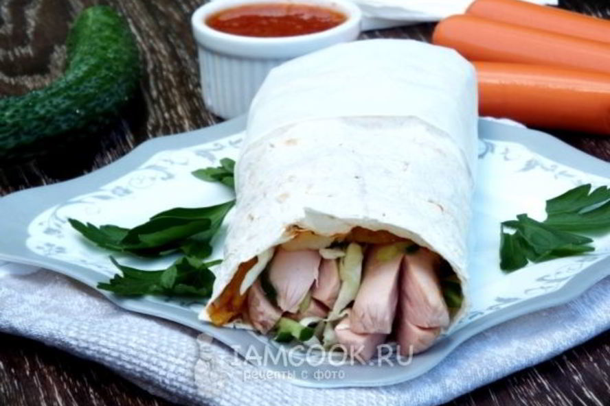 Рецепт шаурмы с сосиской