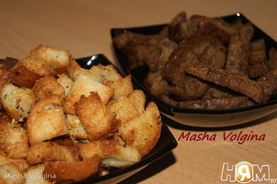 Рецепт сухариков белых и черные