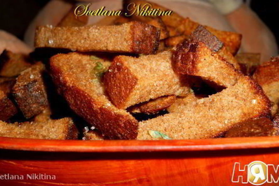 Рецепт сухариков ржаных с чесноком