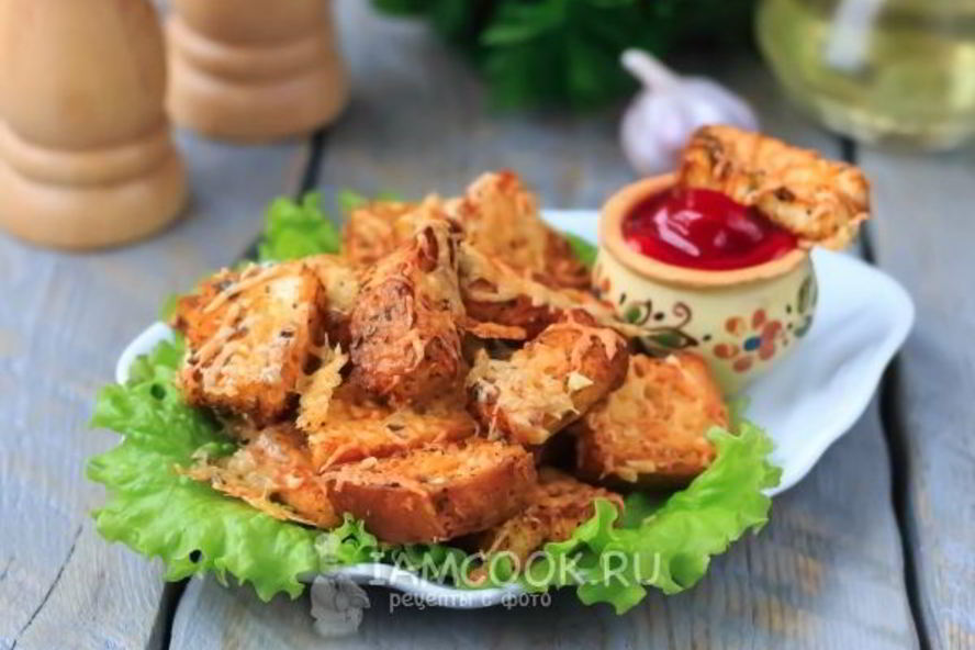 Рецепт сухариков с сыром в духовке