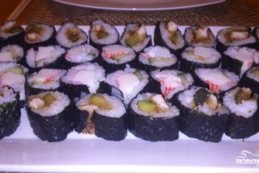 Рецепт суш с огурцом и крабовыми палочками