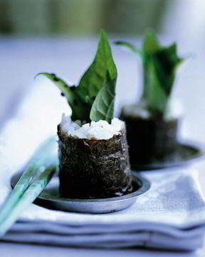 Суши с салатом из водорослей