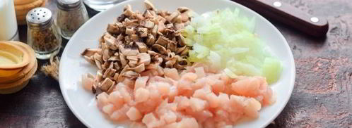 тарталетки с грибами, курицей и сливками. Шаг 4