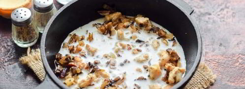 тарталетки с грибами, курицей и сливками. Шаг 6