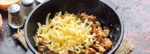 тарталетки с грибами, курицей и сливками. Шаг 7